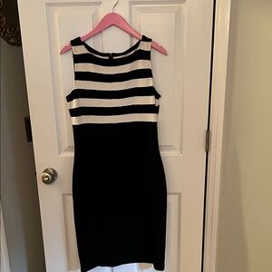 St. John Collection Black and White Striped Dress